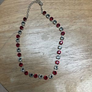 Grey and red crystal necklace.